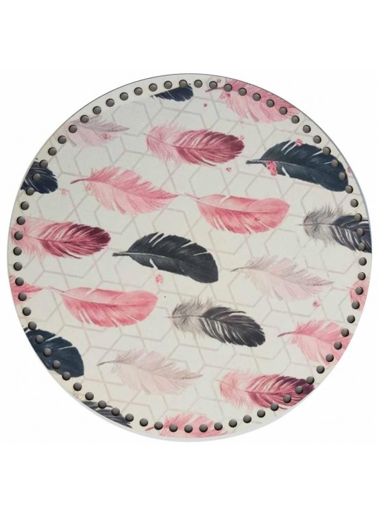 Çanta Aksesuar 30 Cm Çapında Resimli Ahşap Tepsi Tabanı No5