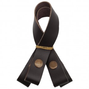 Çanta Aksesuar 30 cm Gerçek Deri Koyu Kahverengi Çıtçıtlı Sap Antik Metalli