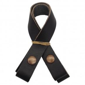 Çanta Aksesuar 30 cm Gerçek Deri Siyah Renk Çıtçıtlı Sap Antik Metalli