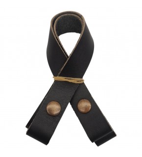 Çanta Aksesuar 30 cm Gerçek Deri Siyah Renk Çıtçıtlı Sap Antik Metalli