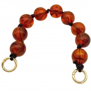 Çanta Aksesuar 32 cm Kehribar Boncuklu Çanta Sapı Yaylı Halkalı