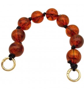 Çanta Aksesuar 32 cm Kehribar Boncuklu Çanta Sapı Yaylı Halkalı