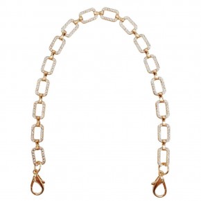 Çanta Aksesuar 35 cm Light Gold Renk Taşlı Kancalı Çanta Zinciri