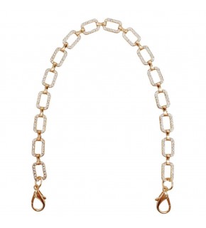 Çanta Aksesuar 35 cm Light Gold Renk Taşlı Kancalı Çanta Zinciri