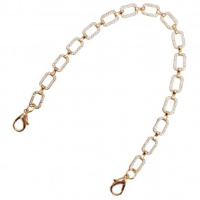Çanta Aksesuar 35 cm Light Gold Renk Taşlı Kancalı Çanta Zinciri