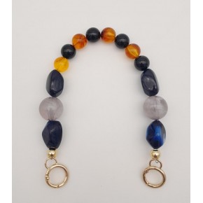 Çanta Aksesuar 35 cm Yaylı Halkalı Renkli İncili Akrilik Zincir No: 2 Light Gold Metalli