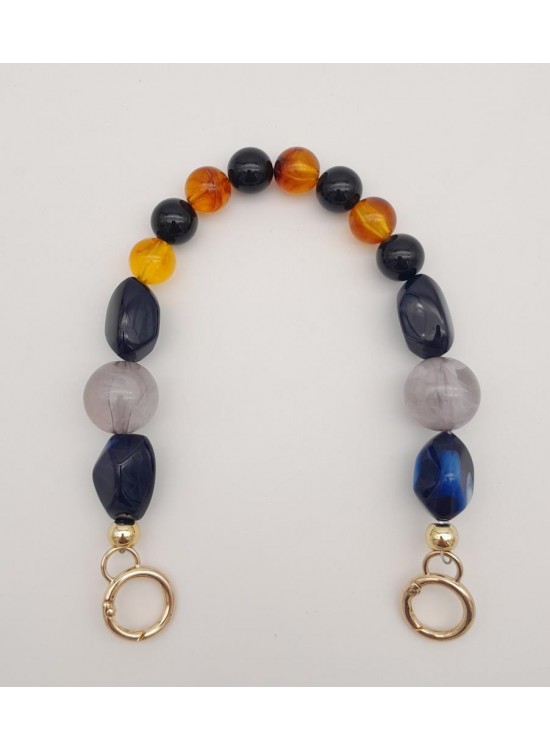 Çanta Aksesuar 35 cm Yaylı Halkalı Renkli İncili Akrilik Zincir No: 2 Light Gold Metalli