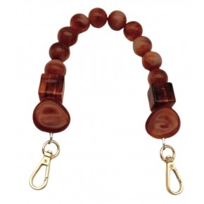 Çanta Aksesuar 36 cm Koyu Tarçın Boncuklu Çanta Sapı Yaylı Halkalı