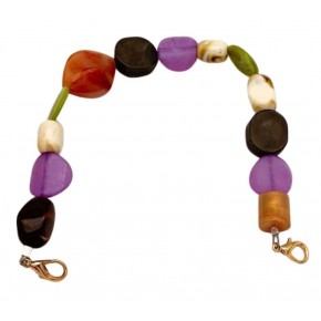 Çanta Aksesuar 37 cm Mor Yoğun Rengarenk  Boncuklu Çanta Sapı Kancalı