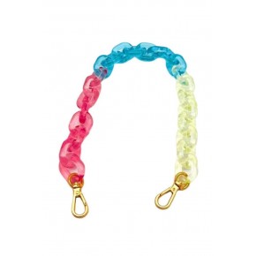 Çanta Aksesuar 38 cm 3 Renkli Akrilik Çanta Zinciri Light Gold  Metalli