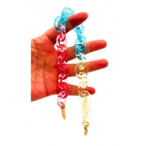 Çanta Aksesuar 38 cm 3 Renkli Akrilik Çanta Zinciri Light Gold  Metalli