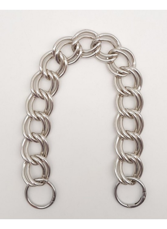 Çanta Aksesuar 38 cm Çift Halkalı Gümüş Renk Zincir