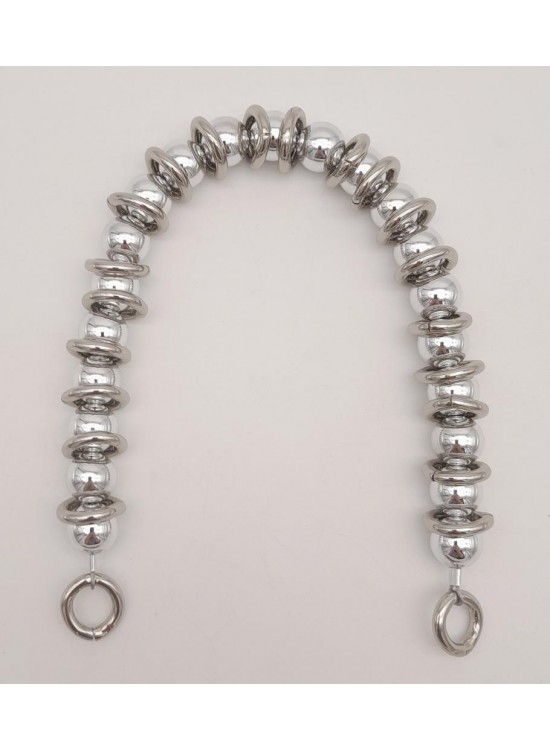 Çanta Aksesuar 38 cm Parlak Gümüş Renk İncili Halkalı Akrilik Zincir