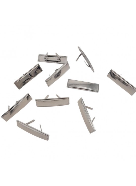 Çanta Aksesuar 4.8x1.4 cm Metal Etiket Plaka Süs Gümüş Renk 10 Adet