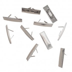 Çanta Aksesuar 4.8x1.4 cm Metal Etiket Plaka Süs Gümüş Renk 10 Adet