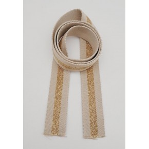 Çanta Aksesuar 4 Cm Bej Renk Simli Polyester Kolon 2 Metre
