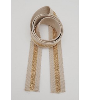 Çanta Aksesuar 4 Cm Bej Renk Simli Polyester Kolon 2 Metre