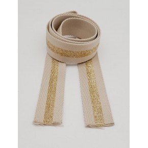 Çanta Aksesuar 4 Cm Bej Renk Simli Polyester Kolon 2 Metre