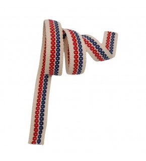 Çanta Aksesuar 4 cm Jüt Kolon Zincir Desen Lacivert Kırmızı 1 Metre