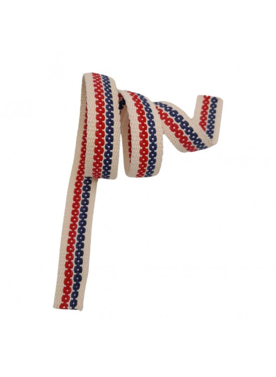 Çanta Aksesuar 4 cm Jüt Kolon Zincir Desen Lacivert Kırmızı 1 Metre