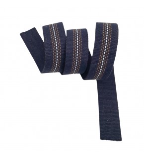 Çanta Aksesuar 4 cm Pamuklu Kolon Lacivert Renk Kahve Beyaz Çizgili 1 Metre