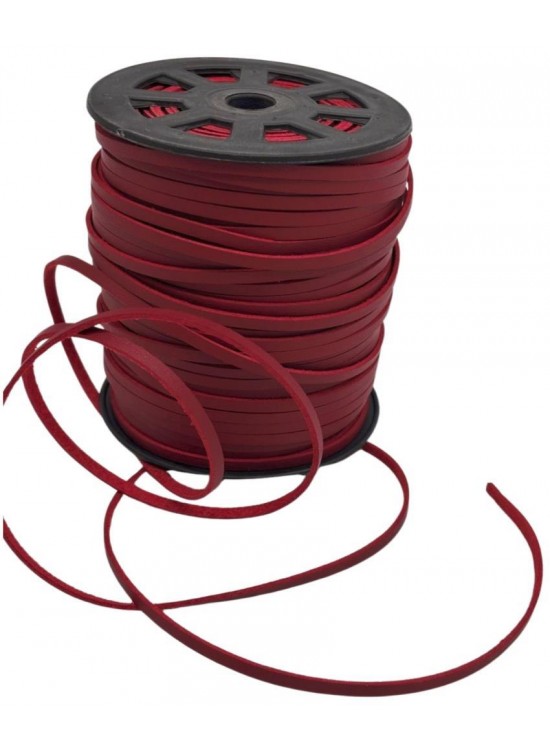 Çanta Aksesuar 4 mm Bordo Renk Suni Deri İp 5 Metre