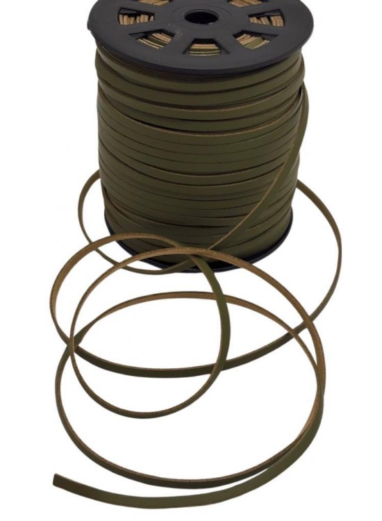 Çanta Aksesuar 4 mm Haki Yeşil Renk Suni Deri İp 5 Metre