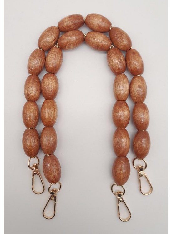Çanta Aksesuar 40 cm Ahşap Oval Boncuklu Taba Renk Kancalı Çift Sap Light Gold Metalli Çanta Aksesuar 40 cm Ahşap Oval Boncuklu Taba Renk Kancalı Çift Sap Light Gold Metalli