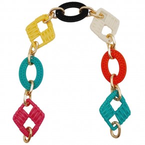 Çanta Aksesuar 40 cm Akrilik Görünümlü Renkli Zincir Light Gold Metalli