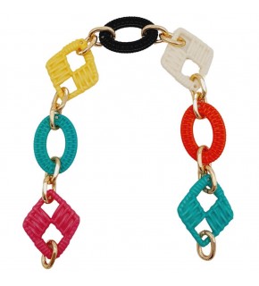 Çanta Aksesuar 40 cm Akrilik Görünümlü Renkli Zincir Light Gold Metalli