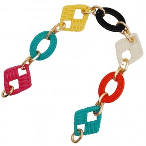 Çanta Aksesuar 40 cm Akrilik Görünümlü Renkli Zincir Light Gold Metalli