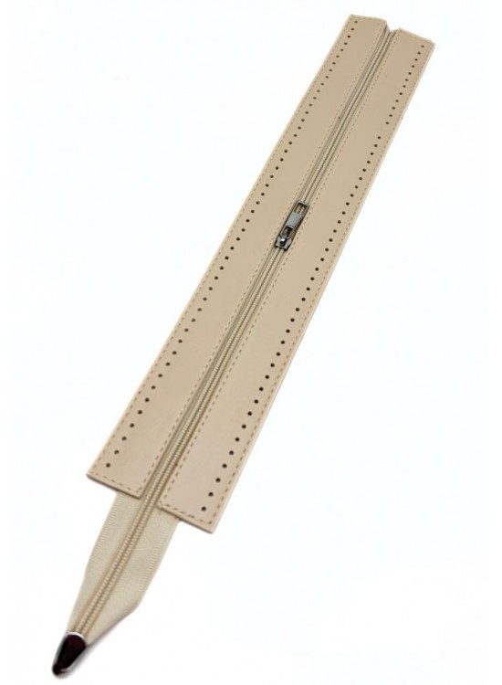 Çanta Aksesuar 40 cm Derili Fermuar Krem Renk Gümüş  Renk Metalli