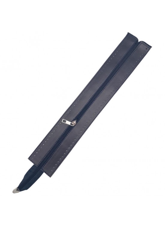 Çanta Aksesuar 40 cm Derili Fermuar Lacivert Renk Gümüş Metalli