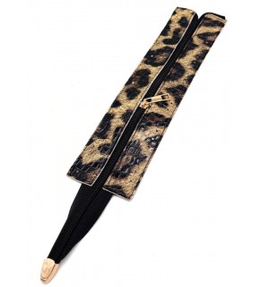 Çanta Aksesuar 40 cm Derili Fermuar Rugan Croco Leopar  Renk Light Gold Renk Metalli