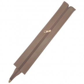 Çanta Aksesuar 40 cm Derili Fermuar Vizon Renk Light Gold Metalli