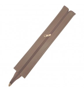 Çanta Aksesuar 40 cm Derili Fermuar Vizon Renk Light Gold Metalli