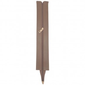 Çanta Aksesuar 40 cm Derili Fermuar Vizon Renk Light Gold Metalli