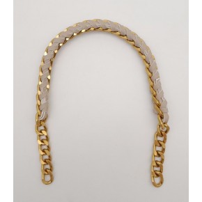 Çanta Aksesuar 40 cm Derili Zincir Bej Renk Açık Antik Metalli