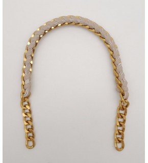 Çanta Aksesuar 40 cm Derili Zincir Bej Renk Açık Antik Metalli