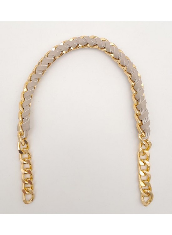 Çanta Aksesuar 40 cm Derili Zincir Bej Renk Light Gold Metalli Çanta Aksesuar 40 cm Derili Zincir Bej Renk Light Gold Metalli