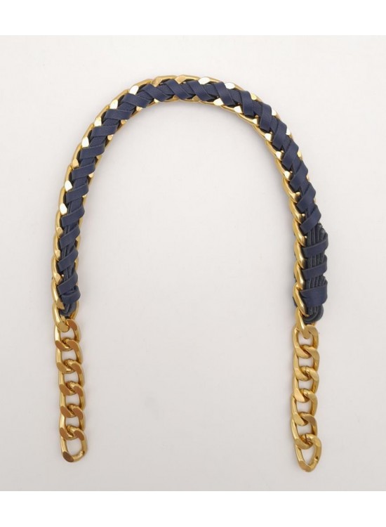 Çanta Aksesuar 40 cm Derili Zincir Lacivert Renk Açık Antik Metalli