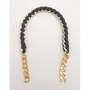 Çanta Aksesuar 40 cm Derili Zincir Lacivert Renk Light Gold Metalli