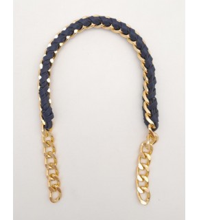 Çanta Aksesuar 40 cm Derili Zincir Lacivert Renk Light Gold Metalli