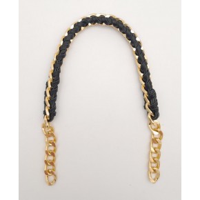 Çanta Aksesuar 40 cm Derili Zincir Siyah Renk Light Gold Metalli