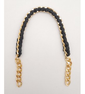 Çanta Aksesuar 40 cm Derili Zincir Siyah Renk Light Gold Metalli