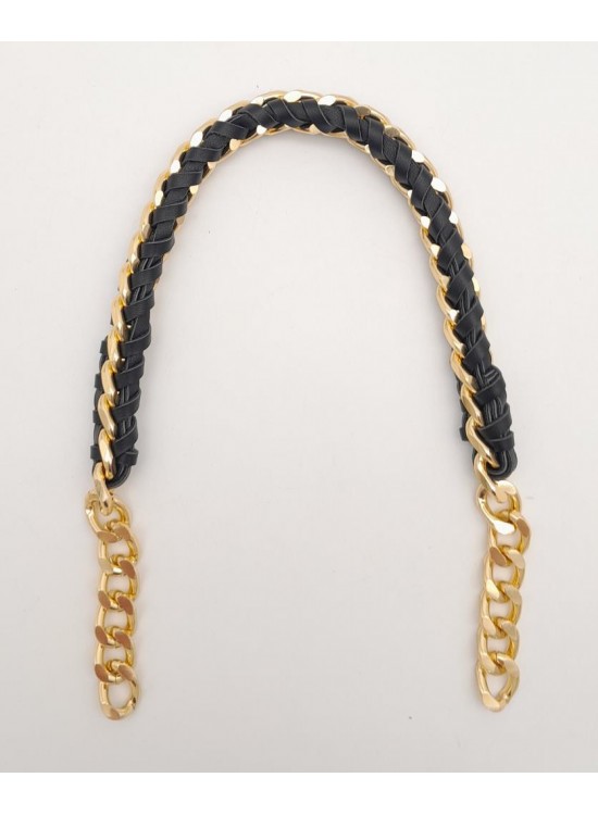 Çanta Aksesuar 40 cm Derili Zincir Siyah Renk Light Gold Metalli Çanta Aksesuar 40 cm Derili Zincir Siyah Renk Light Gold Metalli