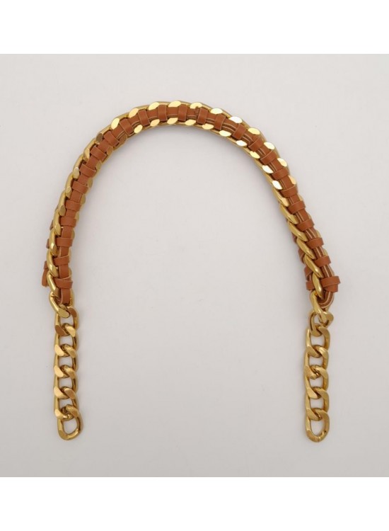 Çanta Aksesuar 40 cm Derili Zincir Taba Renk Açık Antik Metalli