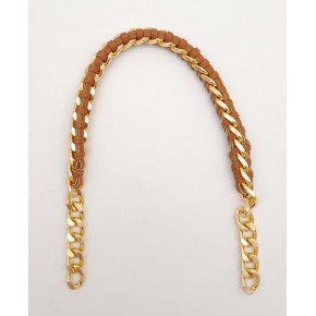 Çanta Aksesuar 40 cm Derili Zincir Taba Renk Light Gold Metalli