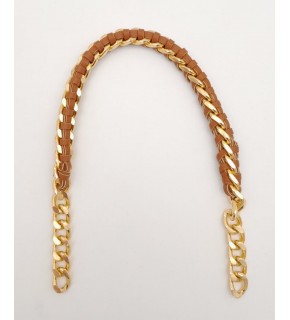 Çanta Aksesuar 40 cm Derili Zincir Taba Renk Light Gold Metalli
