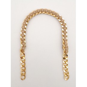 Çanta Aksesuar 40 cm Derili Zincir Vizon Renk Light Gold Metalli